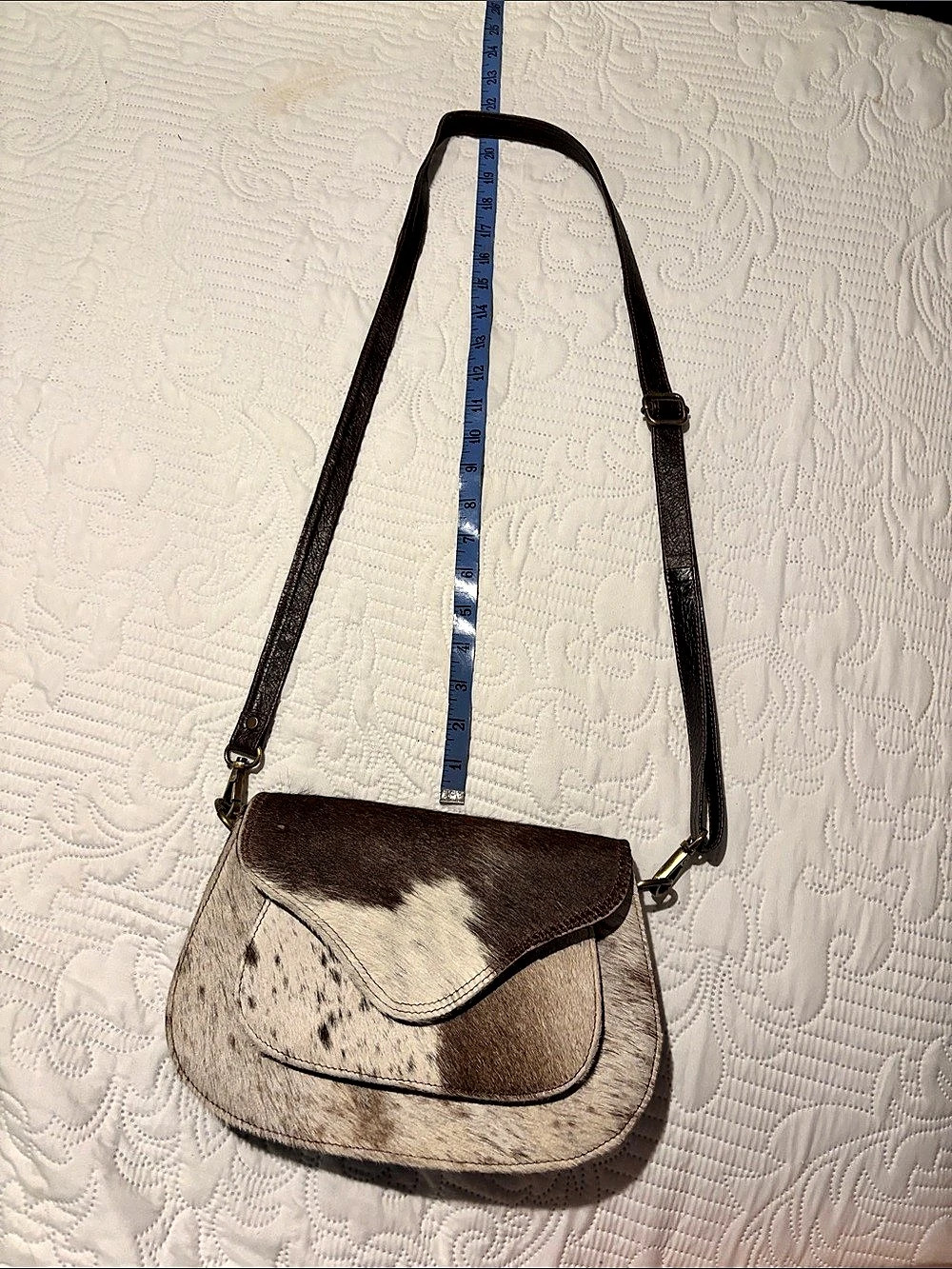 Hair-On Hide Crossbody Bag in Brown & White